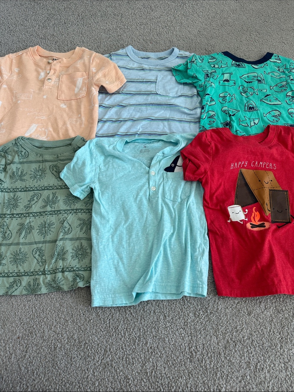 Carter's Kids Short-Sleeve Tee Pack - Light Blue, Red, Green, Peach, Teal